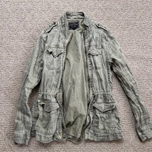 Lucky Brand Distressed Vintage Jacket in Army Green